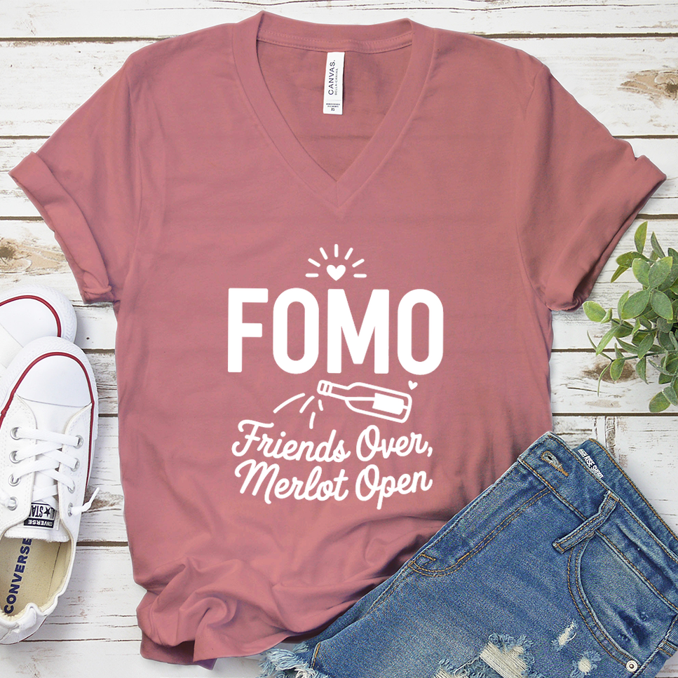 FOMO Friends Over, Merlot Open V-Neck