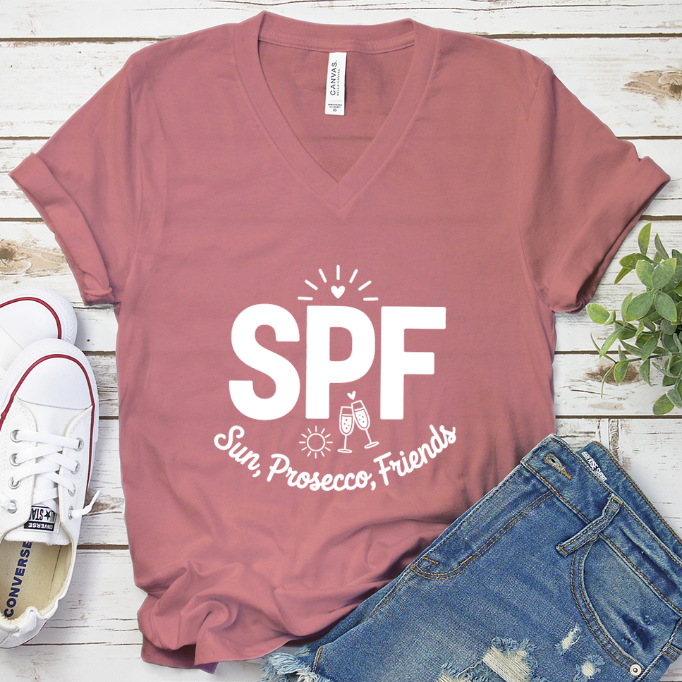 SPF Sun, Prosecco, Friends V-Neck