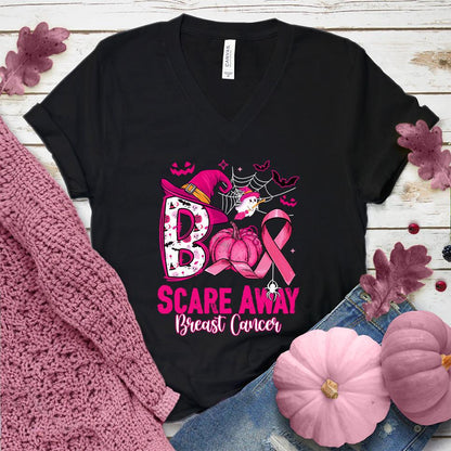 Boo Scare Away Breast Cancer V-Neck Colored Edition