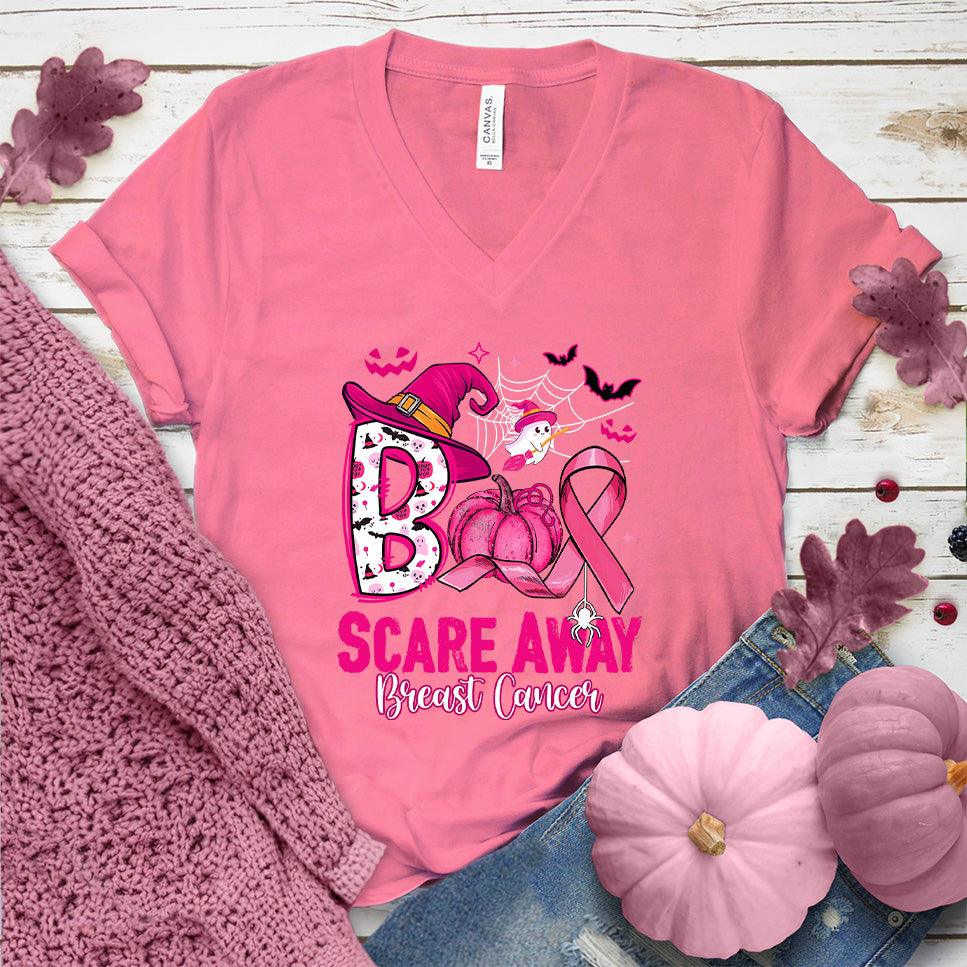 Boo Scare Away Breast Cancer V-Neck Colored Edition