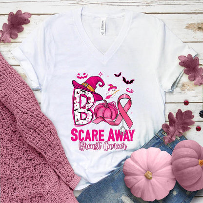 Boo Scare Away Breast Cancer V-Neck Colored Edition