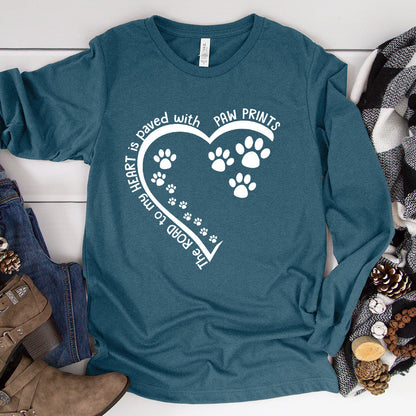 The Way To My Heart Is Paved With Paw Prints Long Sleeves