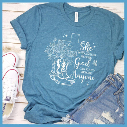 She Who Kneels Before God Can Stand Before Anyone T-Shirt