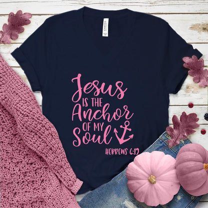 Jesus is the Anchor of My Soul V-Neck Pink Edition