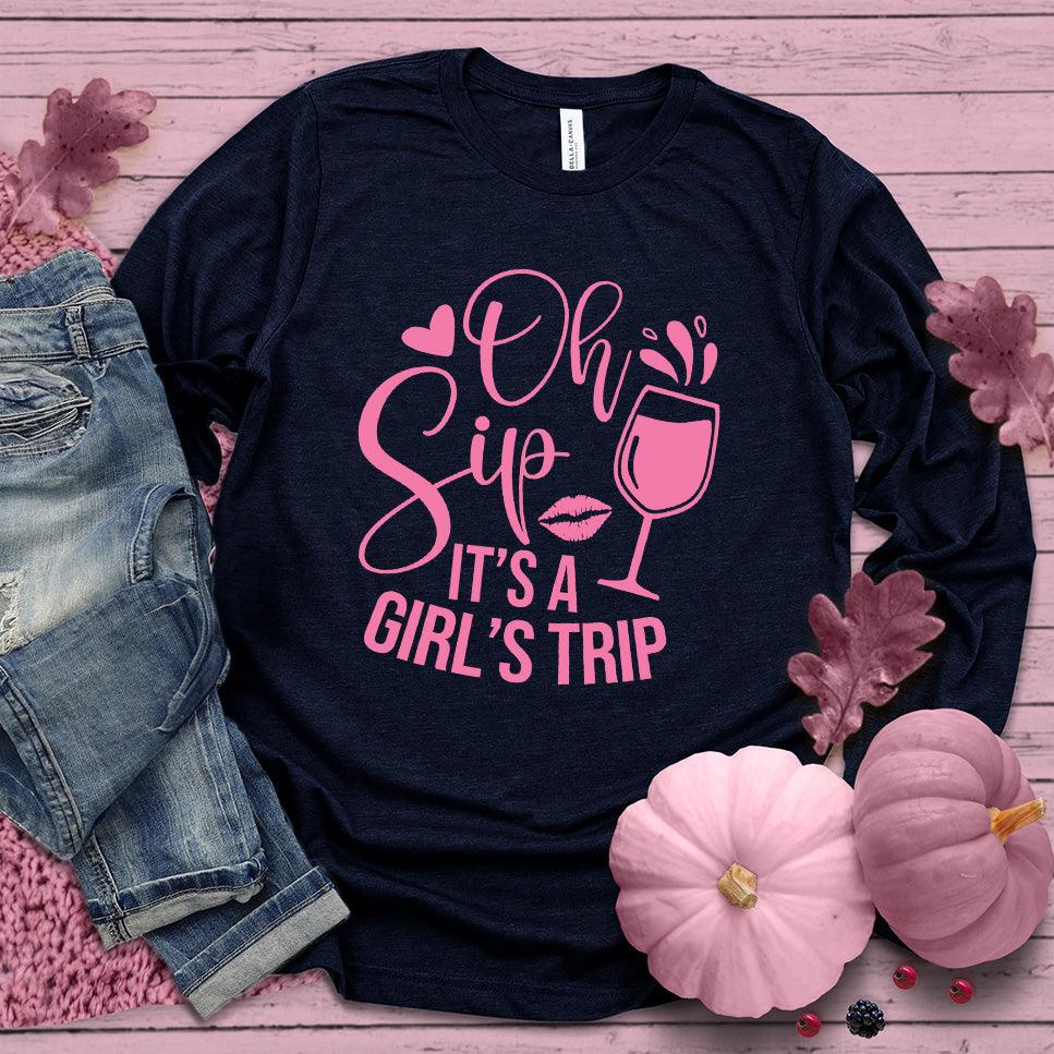Oh Sip It's A Girl's Trip Long Sleeves Pink Edition