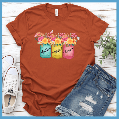 Faith Hope Love T-Shirt Floral Colored Edition