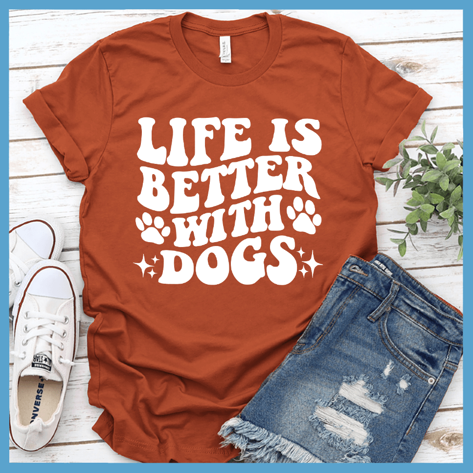 Life Is Better With Dogs Retro T-Shirt