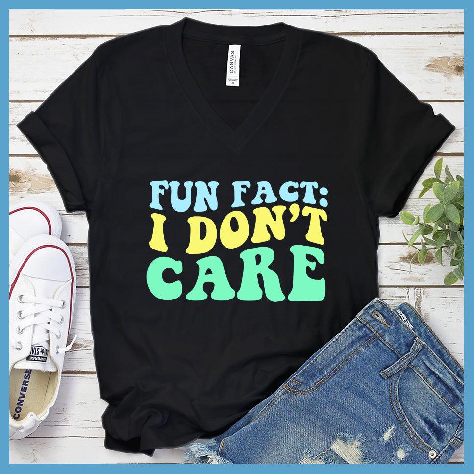 I Don't Care V-Neck - Retro Wavy Colored Edition