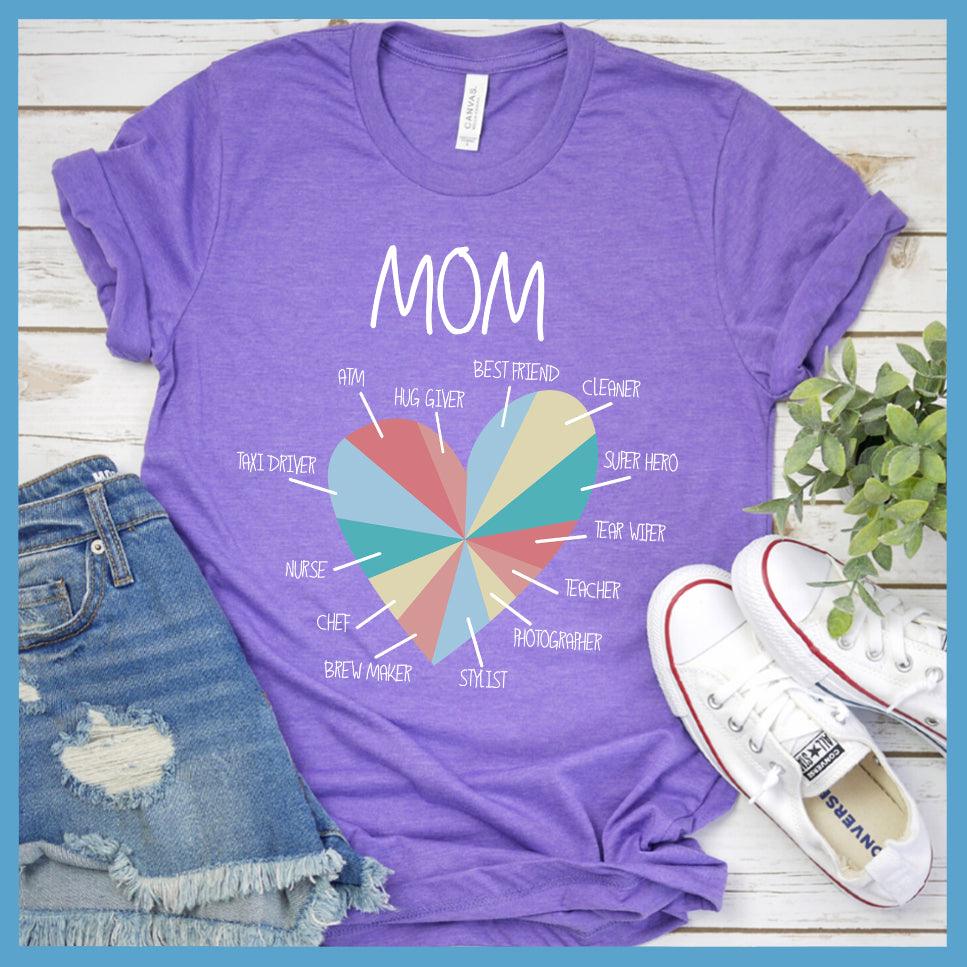 Best Mom Heart Colored Print T-Shirt