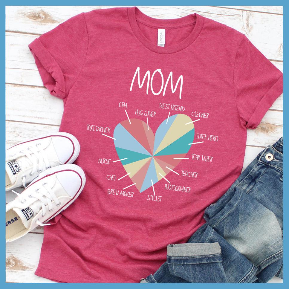 Best Mom Heart Colored Print T-Shirt