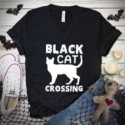 Black Cat Crossing V-Neck