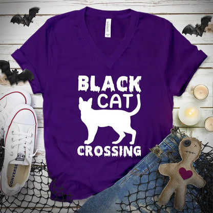 Black Cat Crossing V-Neck