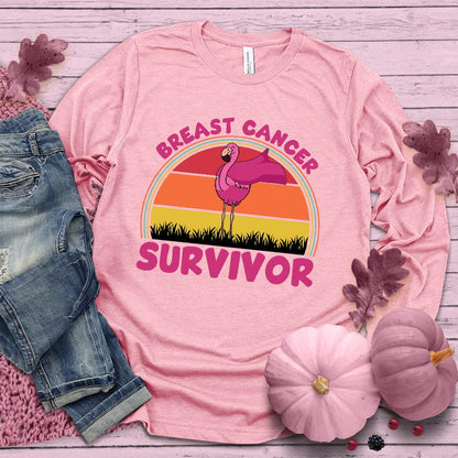 Breast Cancer Survivor Flamingo Colored Edition Long Sleeves