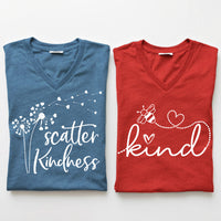 V-Neck (Heather Red+Heather Deep Teal)