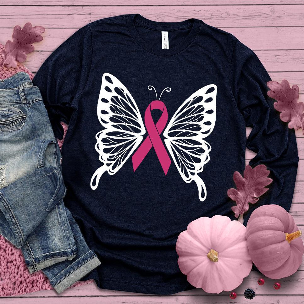 Cancer Ribbon Butterfly Colored Edition Long Sleeves