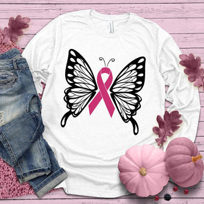 Cancer Ribbon Butterfly Colored Edition Long Sleeves