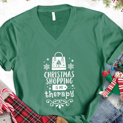 Christmas Shopping Is My Therapy Version 1 V-Neck