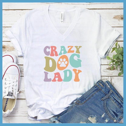 Crazy Dog Lady Colored Print V-Neck