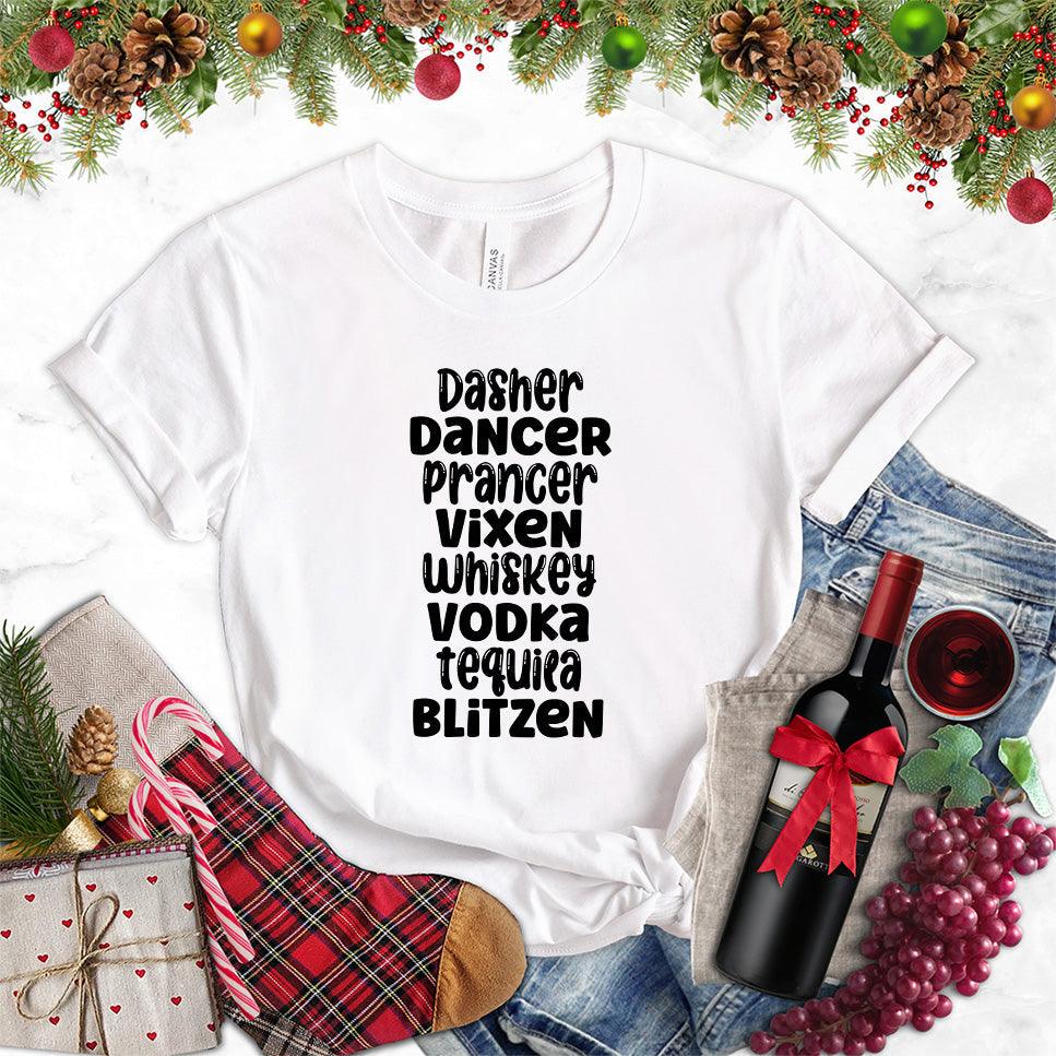 Dasher Dancer Prancer Vixen Whiskey T-Shirt