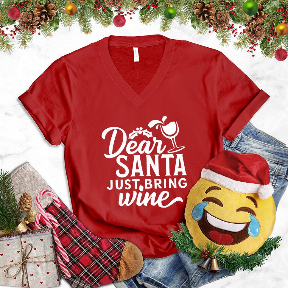 Dear Santa Just Bring Wine V-Neck