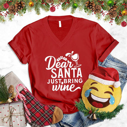 Dear Santa Just Bring Wine V-Neck