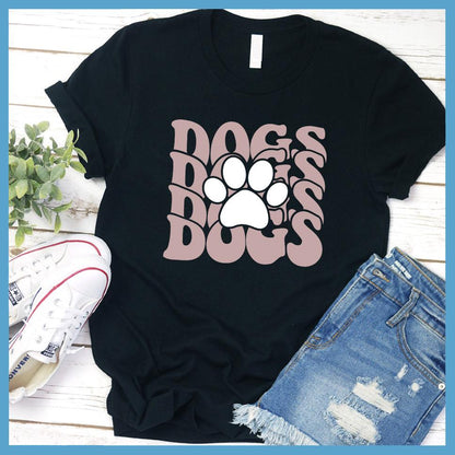 Dogs Paw Wavy Colored Print T-Shirt