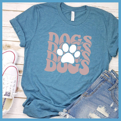 Dogs Paw Wavy Colored Print T-Shirt