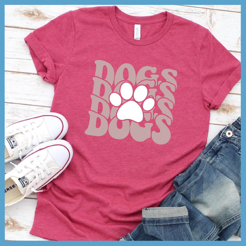 Dogs Paw Wavy Colored Print T-Shirt