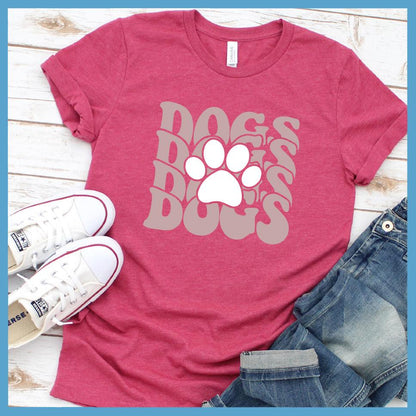 Dogs Paw Wavy Colored Print T-Shirt