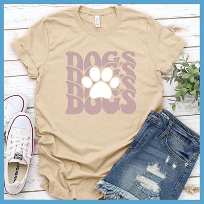 Dogs Paw Wavy Colored Print T-Shirt
