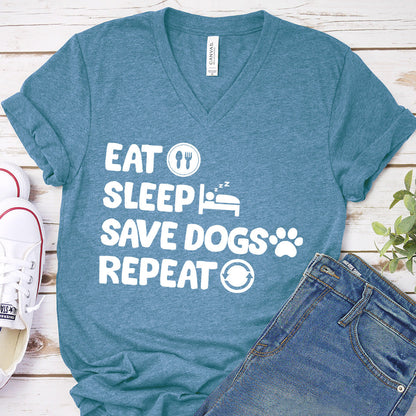 Eat Sleep Save Dogs Repeat V-Neck