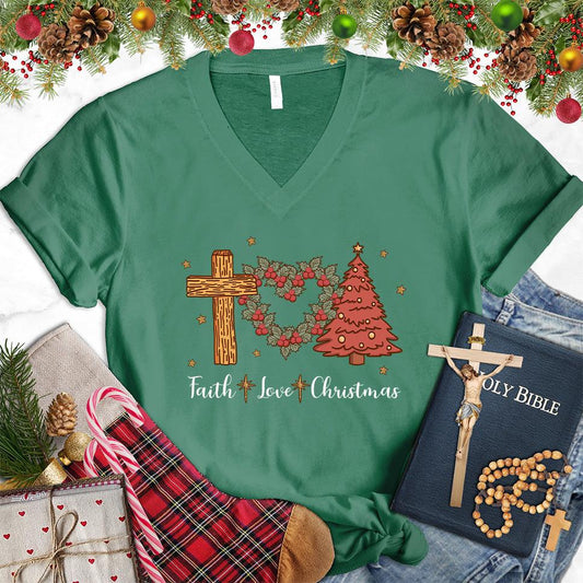 Faith Love Christmas Colored Edition V-Neck