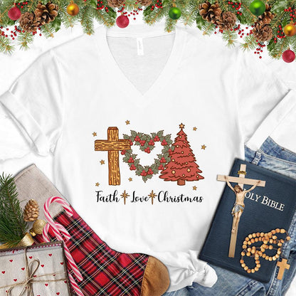 Faith Love Christmas Colored Edition V-Neck