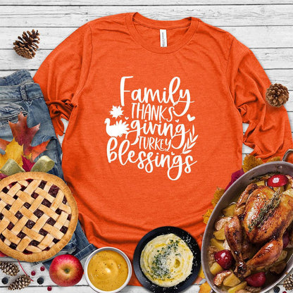 Family Thanksgiving Turkey Blessings Long Sleeves