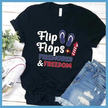 Flip Flops Fireworks and Freedom Colored Print T-Shirt