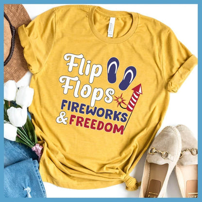 Flip Flops Fireworks and Freedom Colored Print T-Shirt