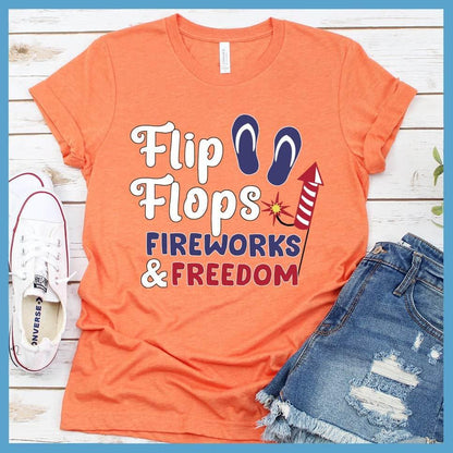 Flip Flops Fireworks and Freedom Colored Print T-Shirt