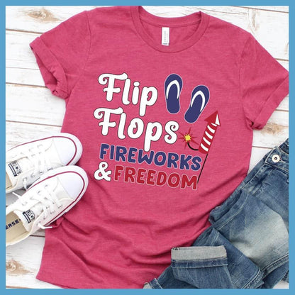Flip Flops Fireworks and Freedom Colored Print T-Shirt