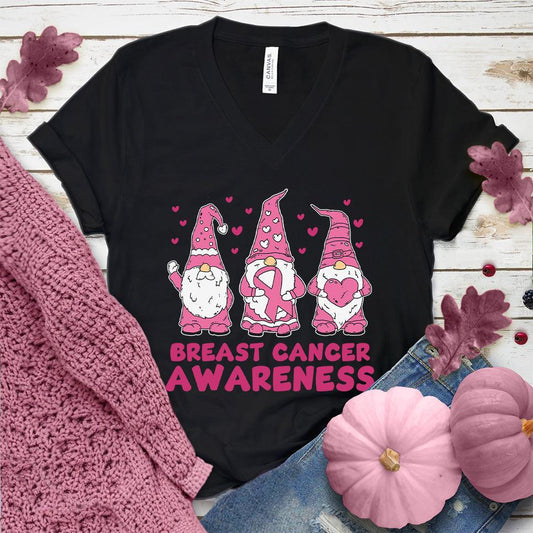 Gnomes Breast Cancer Awareness Colored Edition V-Neck