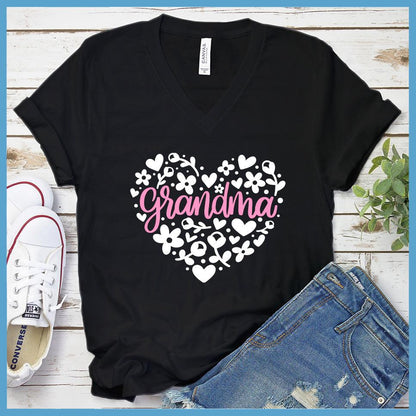 Grandma Heart Pink Edition Colored V-neck