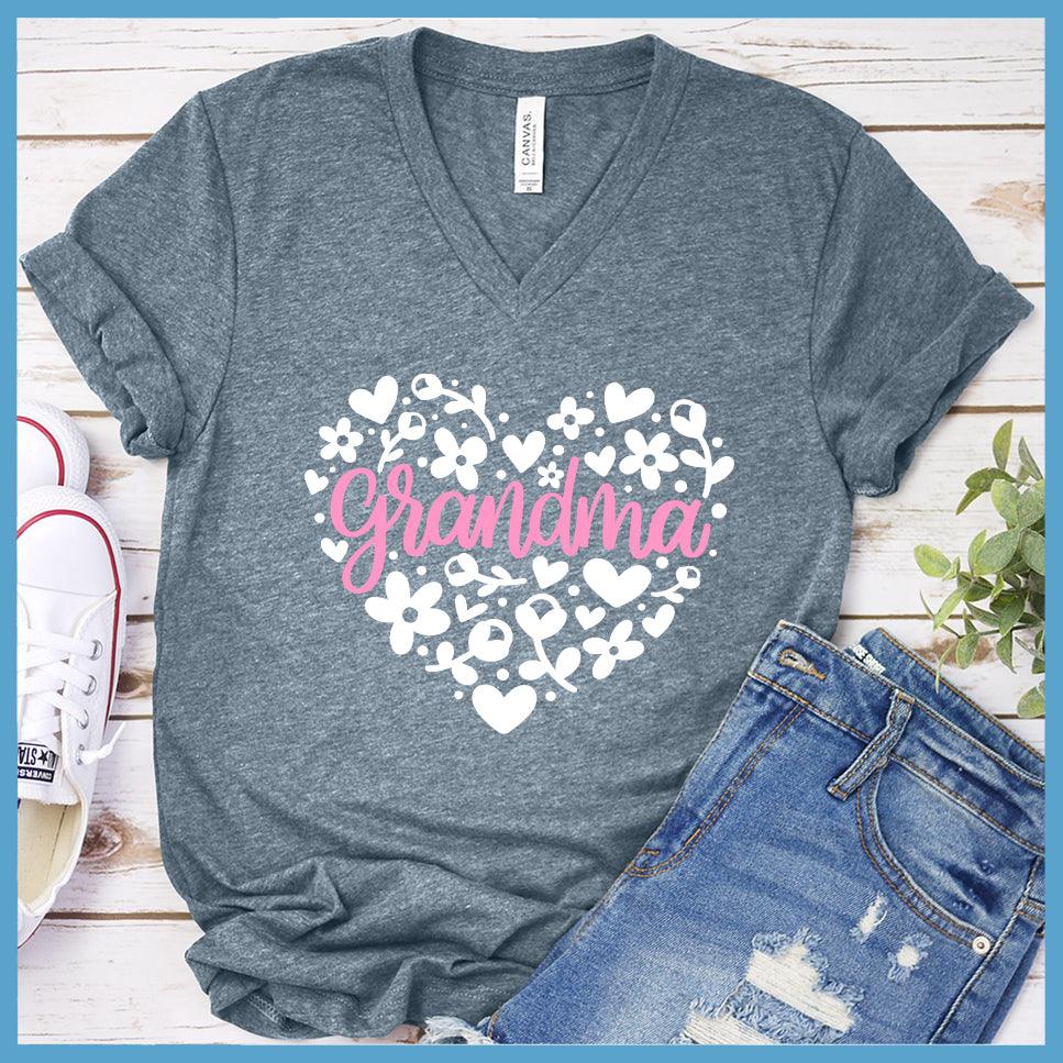 Grandma Heart Pink Edition Colored V-neck