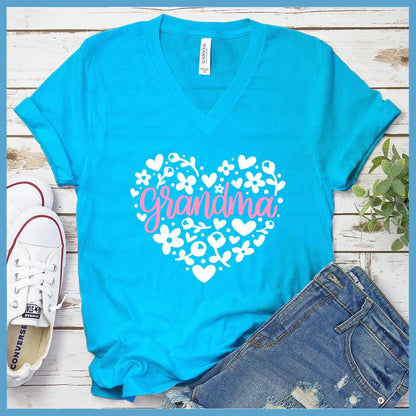 Grandma Heart Pink Edition Colored V-neck