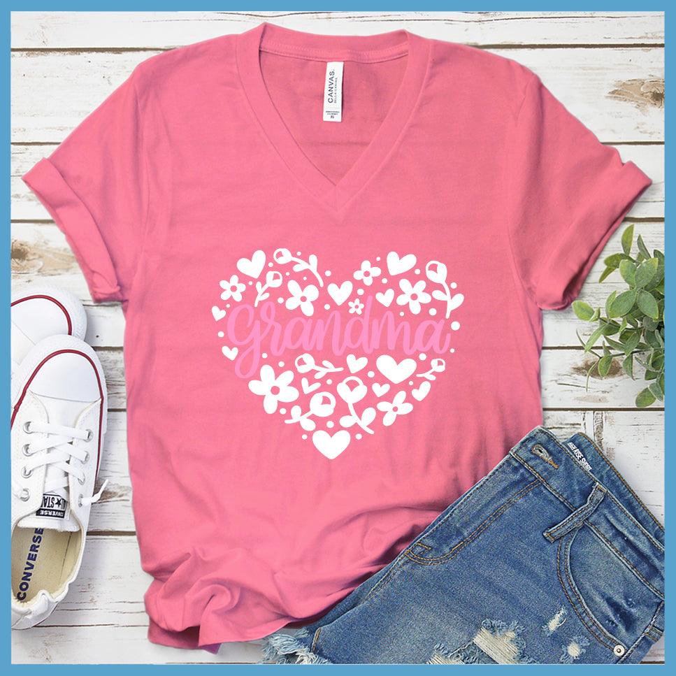 Grandma Heart Pink Edition Colored V-neck