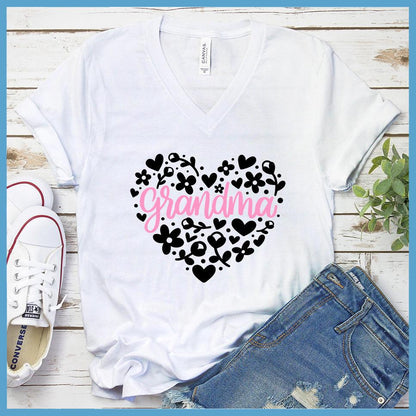 Grandma Heart Pink Edition Colored V-neck