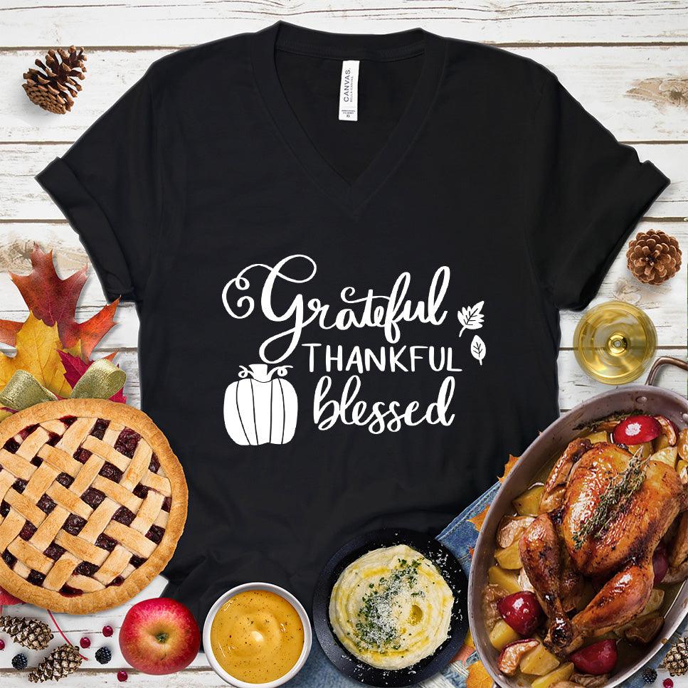 Grateful Thankful Blessed V-Neck