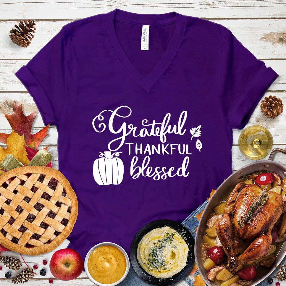 Grateful Thankful Blessed V-Neck