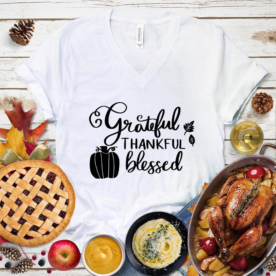 Grateful Thankful Blessed V-Neck