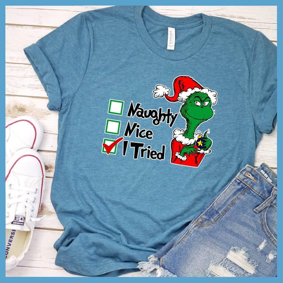 I Tried Matching Christmas Family Colored Print T-Shirt