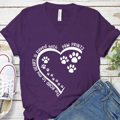 The Way To My Heart Is Paved With Paw Prints V-Neck