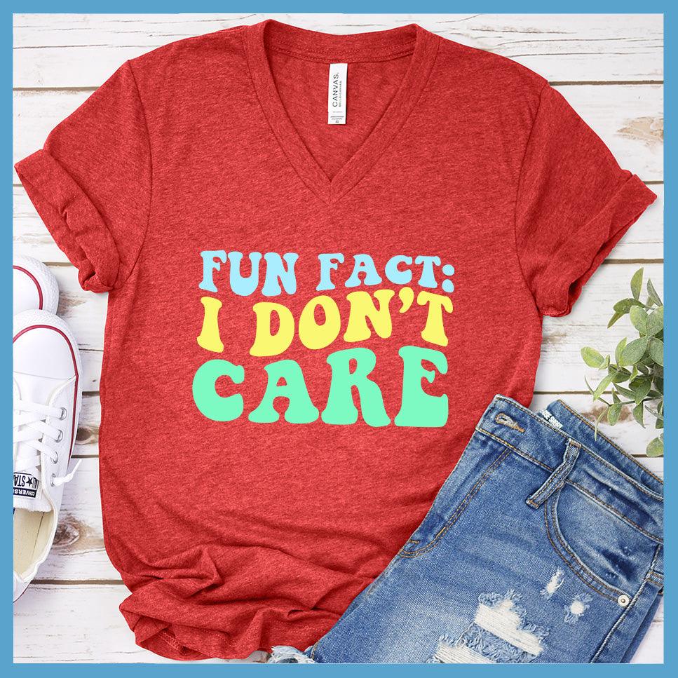 I Don't Care V-Neck - Retro Wavy Colored Edition